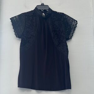 Cable & Gauge‎ Black Lace Blouse Size XS